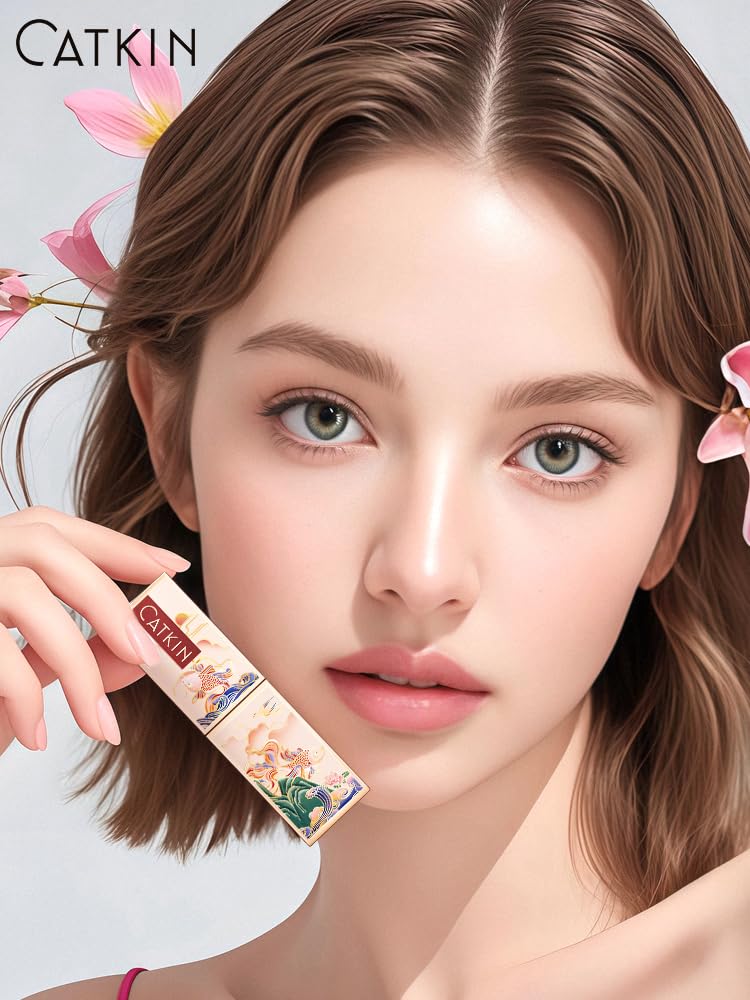 Catkin application on lips in lifestyle shot showing immediate hydration and tint