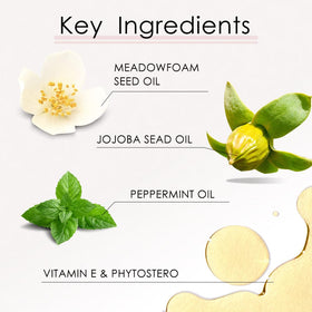 Catkin ingredients oils and vitamin E displayed showing nourishing formulation