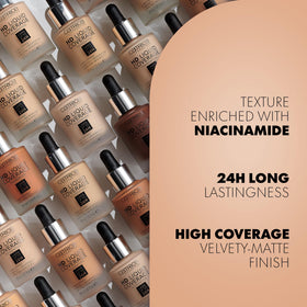 Catrice warm beige 040 swatch on skin showing shade match and natural matte finish