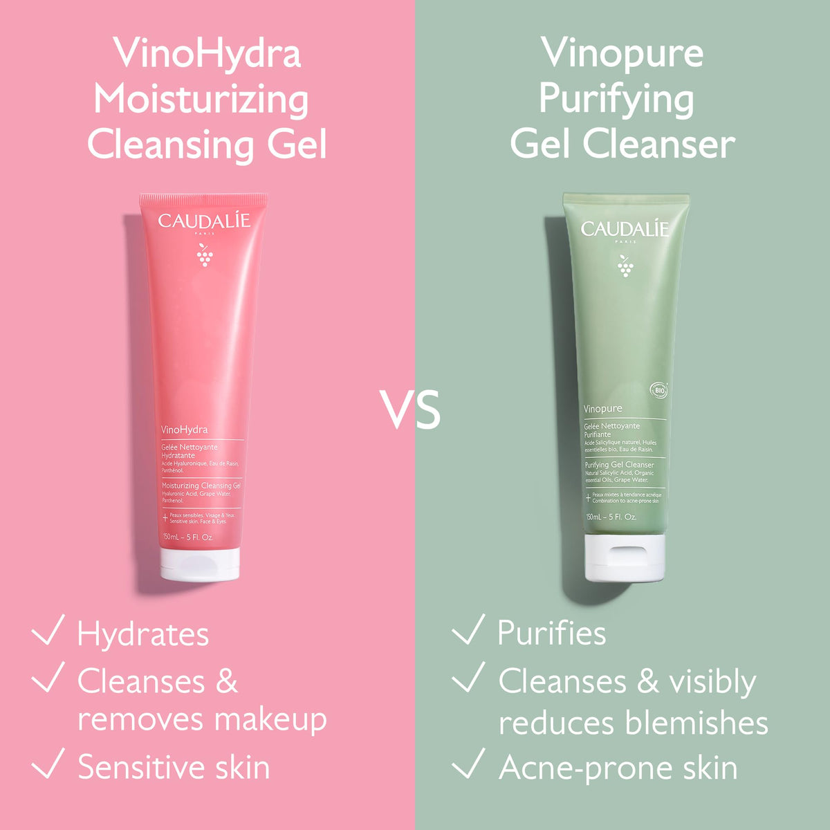 Caudalie application on hands illustrating gentle cleansing and hydration