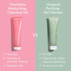 Caudalie application on hands illustrating gentle cleansing and hydration