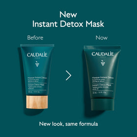 Caudalie mask on bathroom shelf with towel showing daily routine convenience