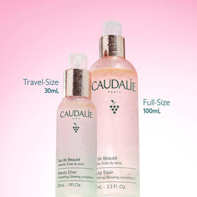 Caudalie Beauty Elixir on bathroom vanity in lifestyle scene for daily self-care ritual