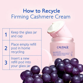 Caudalie jar next to ruler showing 50 mL scale, conveys product size and value