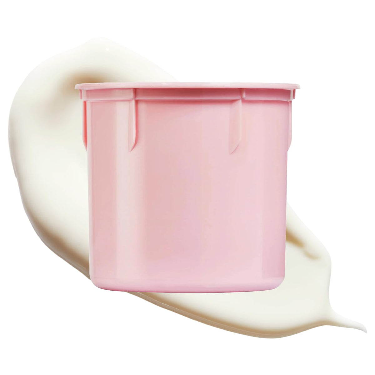 Caudalie jar front view showing sleek glass and label, highlights refillable design