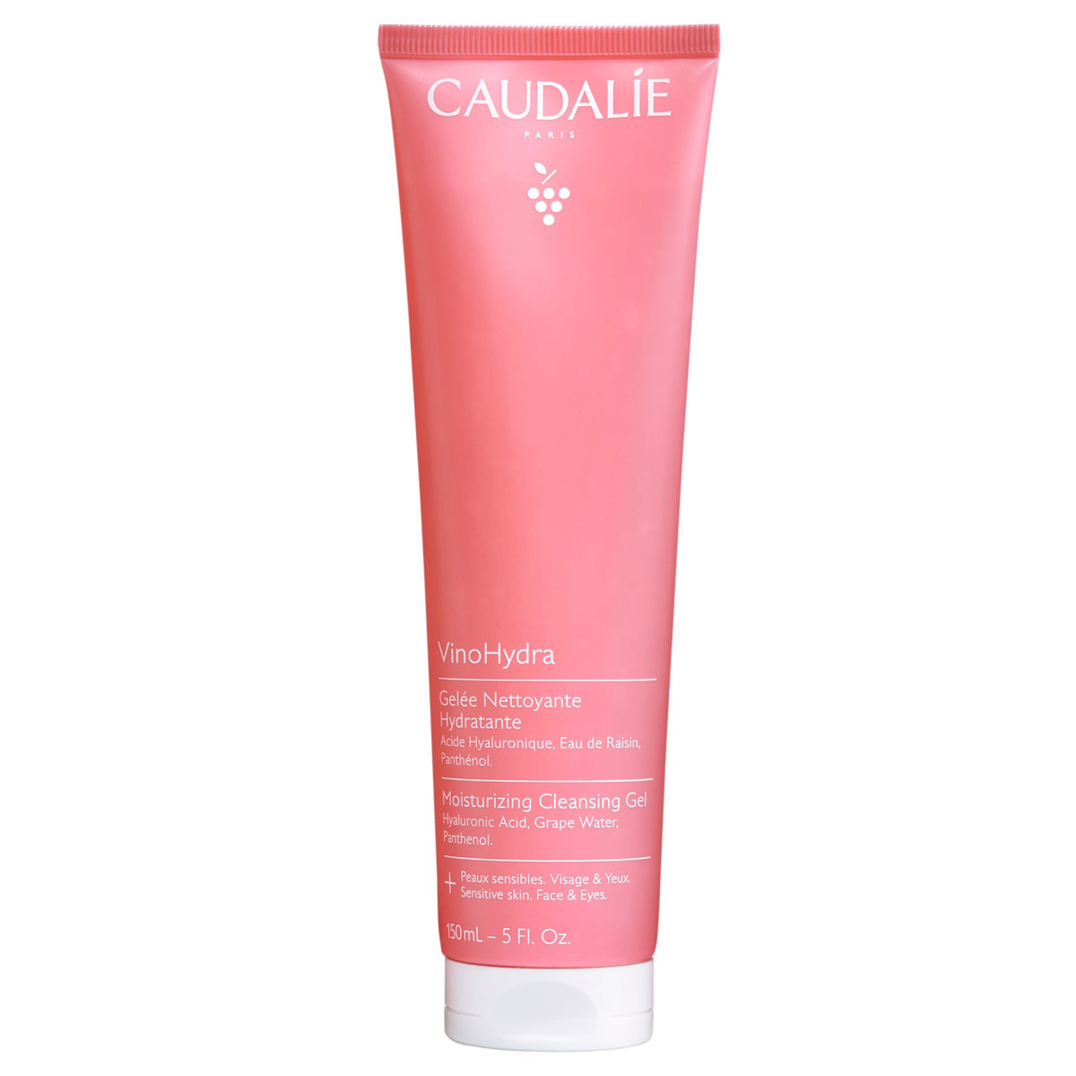 Caudalie front packaging showing VinoHydra cleanser and hydrating benefit