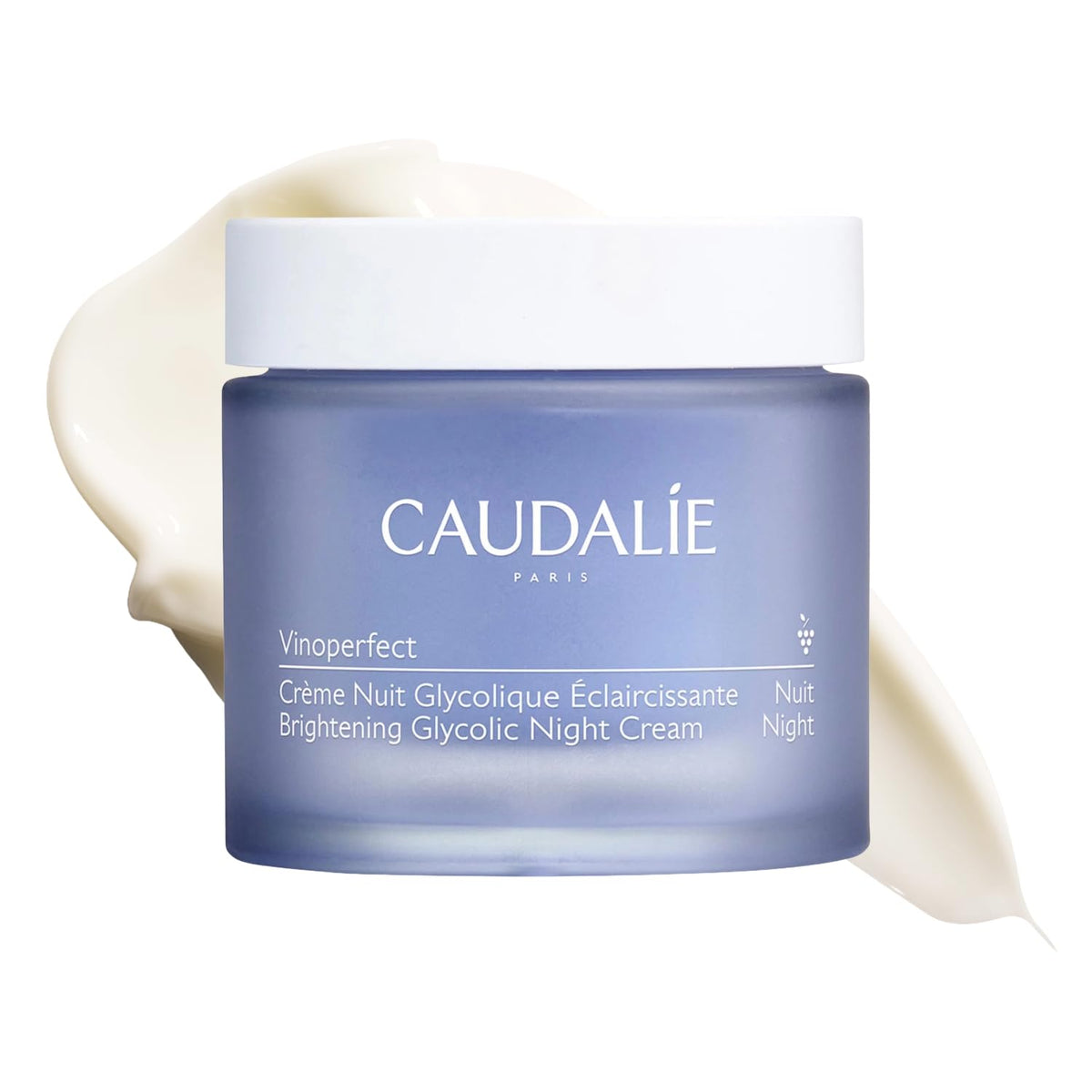 Caudalie front packaging showing the refillable jar and clear product benefit