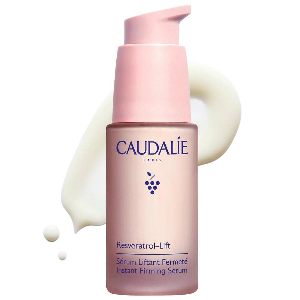 Caudalie front packaging showing firming serum and sustainable refill benefit