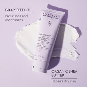 Caudalie hand massage applying cream for improved hydration