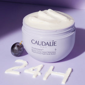 Caudalie grape-seed oil ingredient display emphasizing antioxidant benefit
