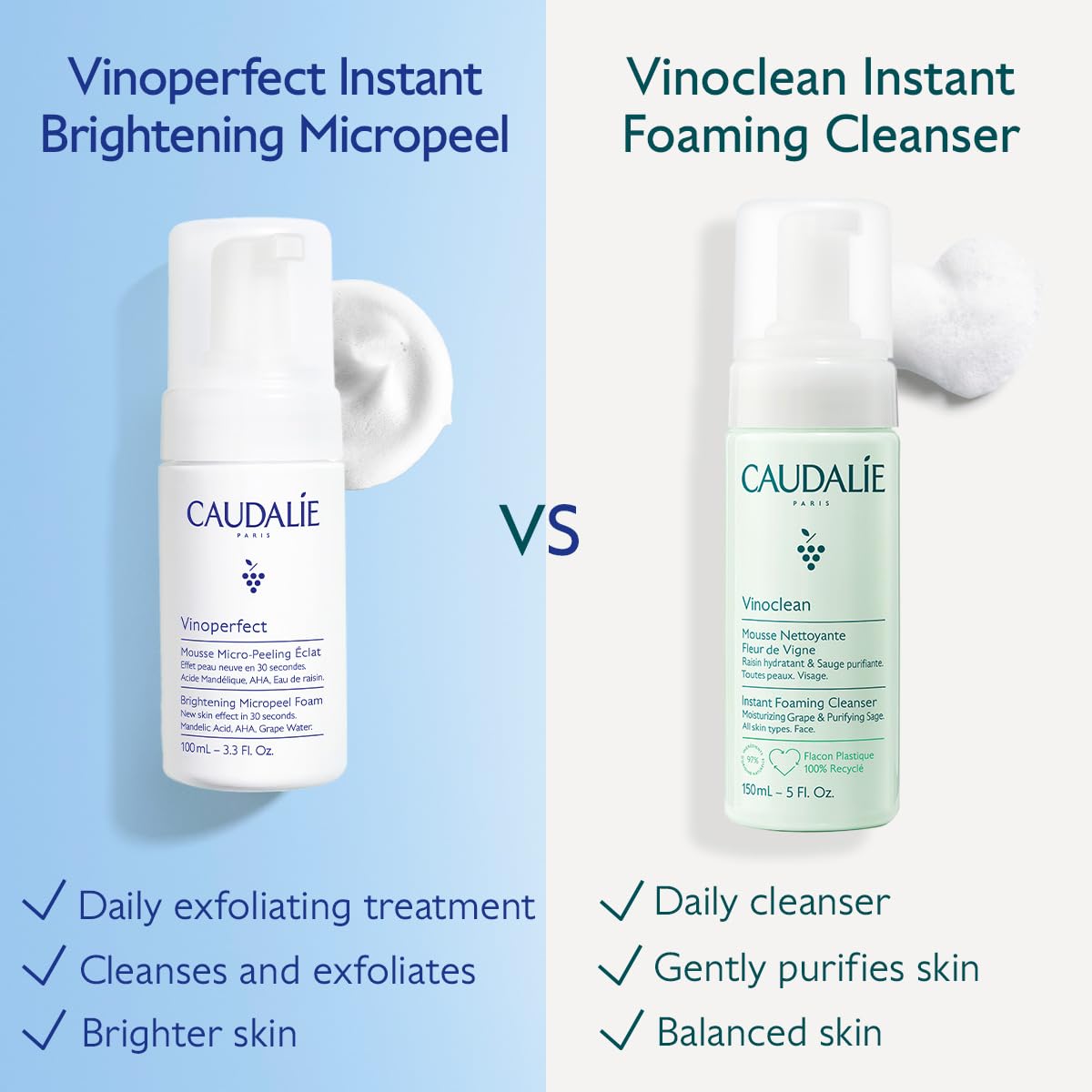 Caudalie ingredients label close-up showing mandelic acid benefit