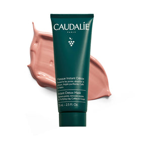 Caudalie jar front packaging shows product and benefits for clearer skin