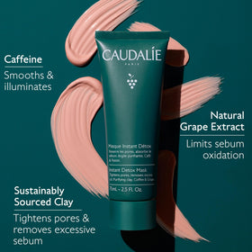 Caudalie open jar top view reveals creamy clay and consistency