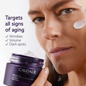 Caudalie refill pod in open jar demonstrating easy refill benefit