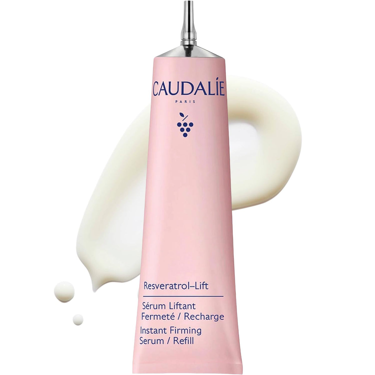Caudalie front packaging showing refill bottle and brand benefits