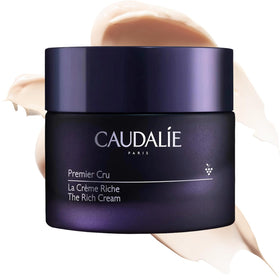 Caudalie jar front view showing rich cream in elegant packaging and brand quality