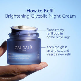 Caudalie jar held in hand showing 50 mL size and travel-friendly scale