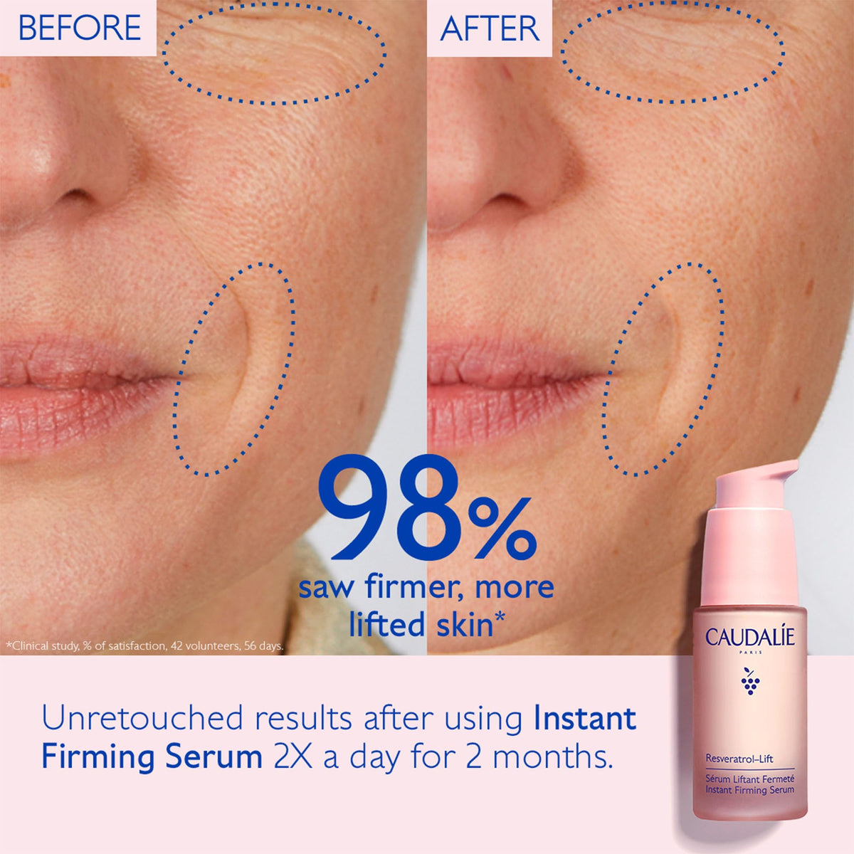 Caudalie serum texture droplet demonstrating lightweight hydration and smoothing