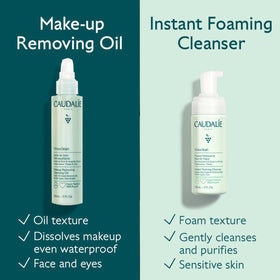 Emulsified Caudalie oil turned milky to show water activation and easy rinse benefit