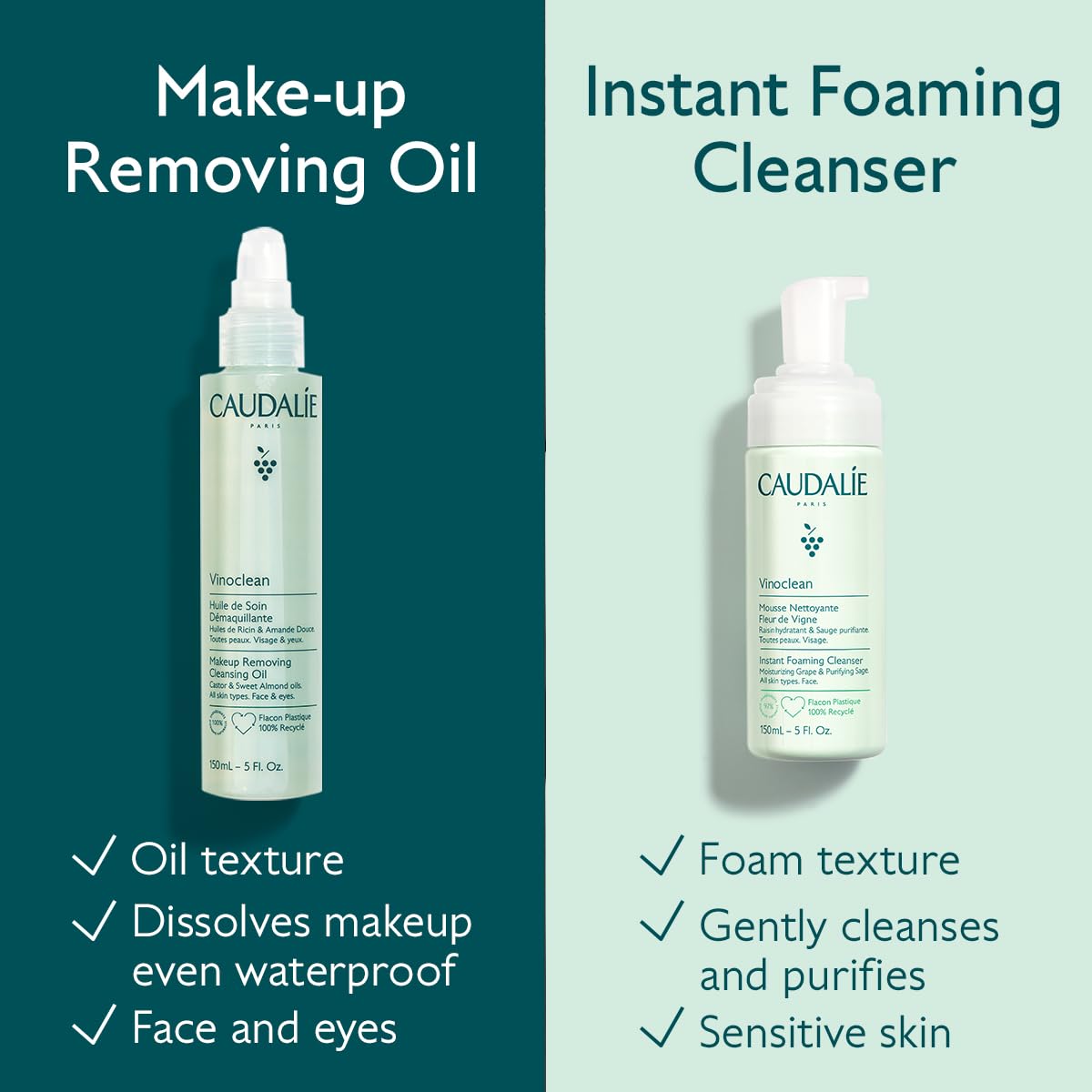 Caudalie Vinoclean ingredient focus on grape water highlighting antioxidant hydration