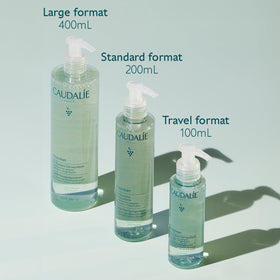 Caudalie Vinoclean beside ruler showing 200 mL compact size for travel