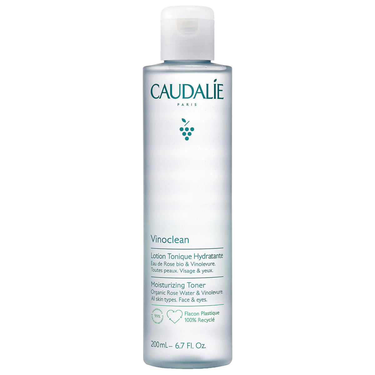 Caudalie Vinoclean front bottle showing label and 200 mL size for simple identification and benefit