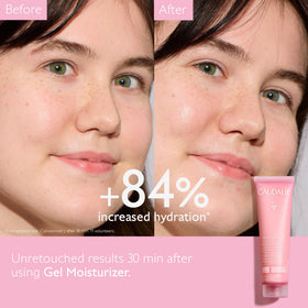Caudalie gel texture swipe demonstrating smooth, hydrating finish and quick absorption