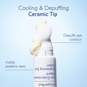 Caudalie Vinoperfect applied under eye with ceramic massage for refreshed look