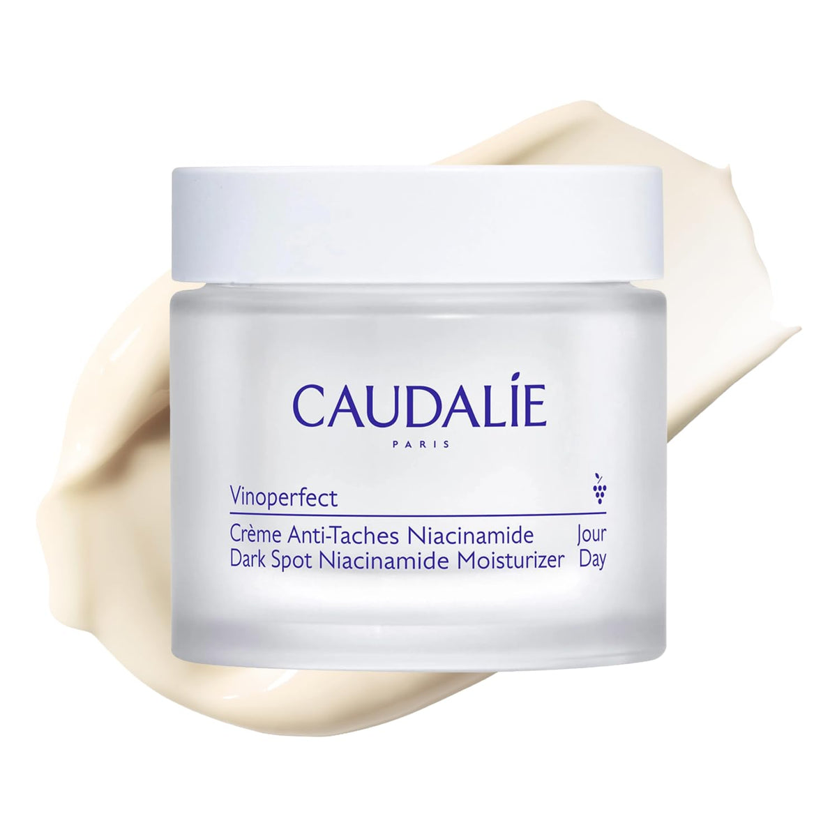 Caudalie jar front view showing brand and compact benefit