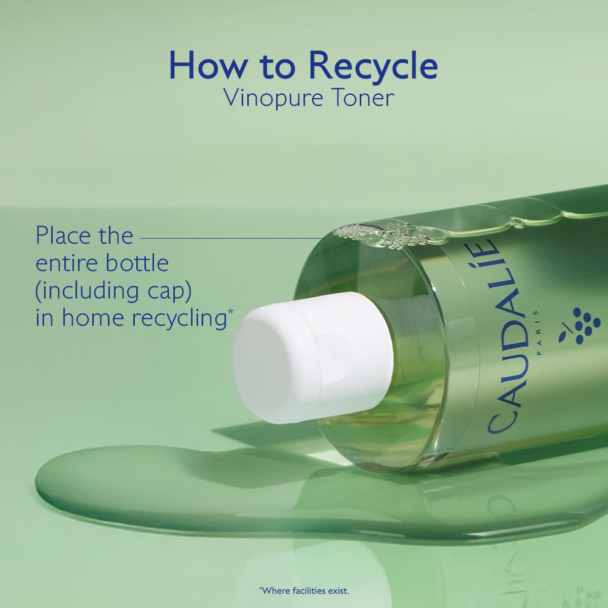 Lifestyle bathroom scene with Caudalie Vinopure integrated into morning routine