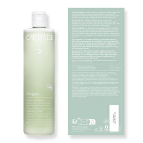 Caudalie Vinopure on bathroom shelf in lifestyle scene promoting daily routine clarity