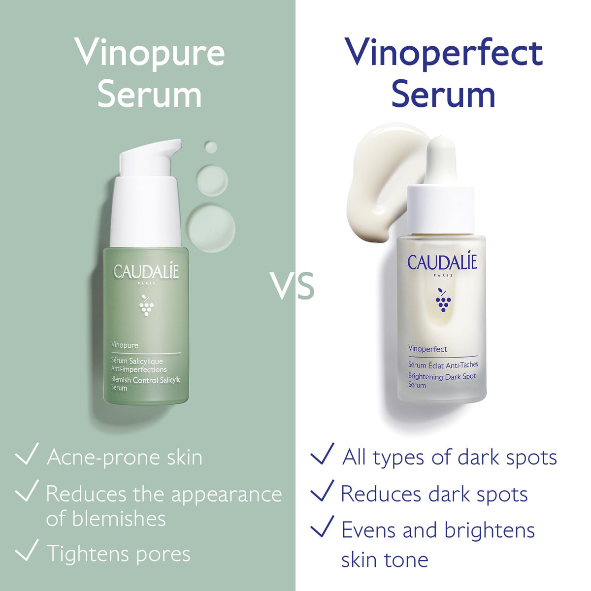 Before and after comparison with Caudalie illustrating refined-looking pores