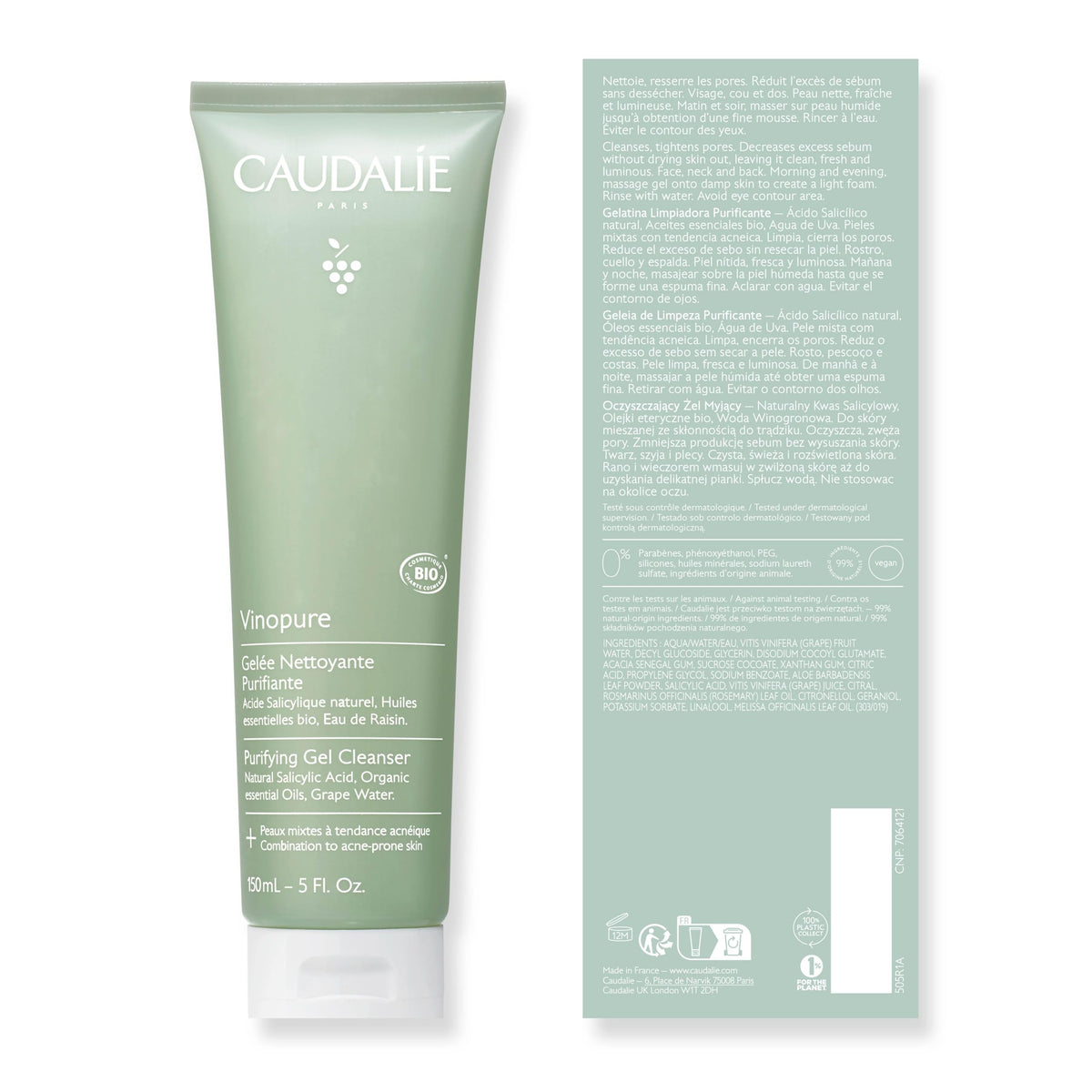 Caudalie before and after schematic suggests clearer pore appearance benefit