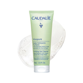 Caudalie Vinopure front packaging showing travel tube and brand, clear travel advantage