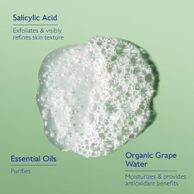 Caudalie Vinopure gel on hand demonstrating gentle foam and quick rinse benefit