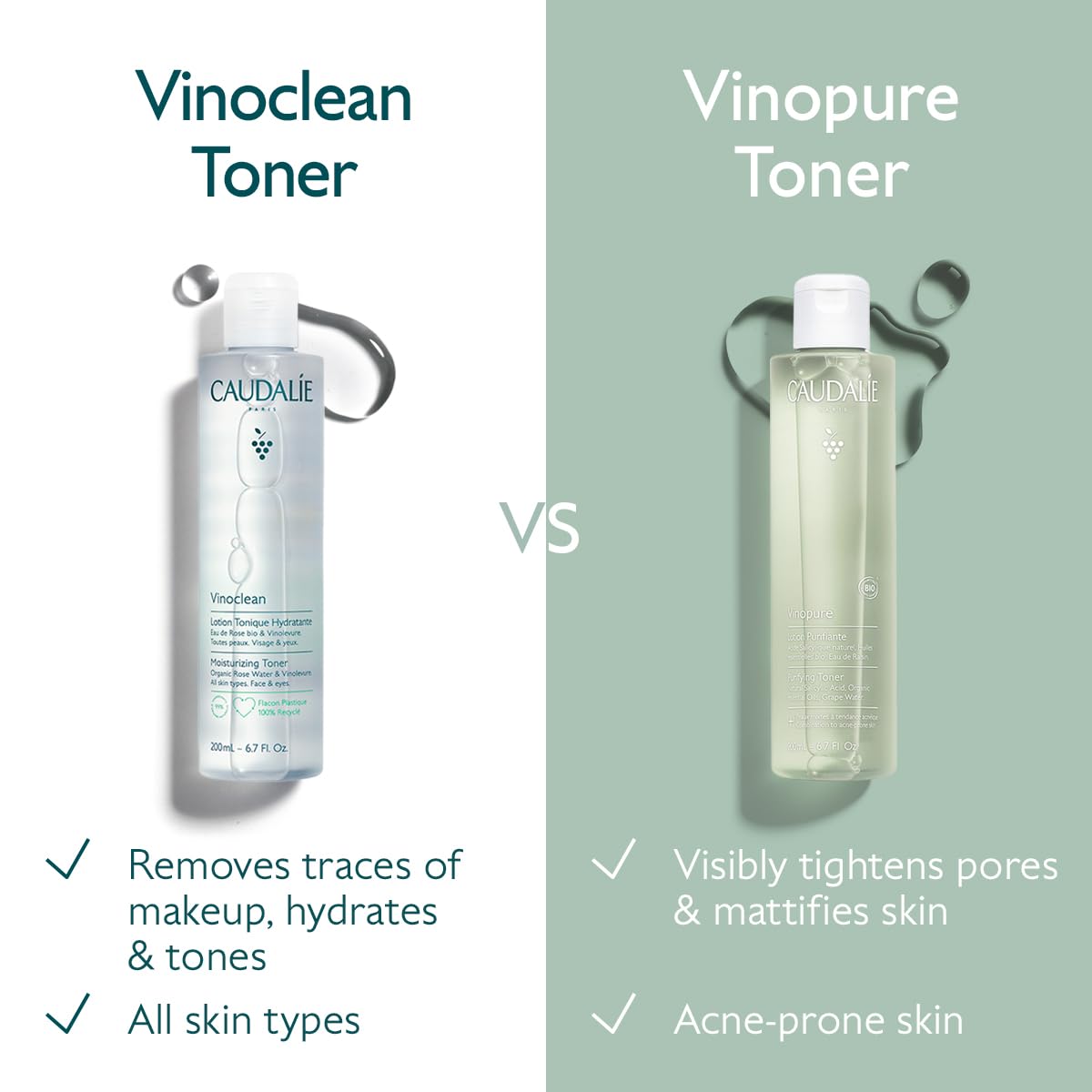 Applying Caudalie Vinopure with cotton pad to show exfoliation and pore refining