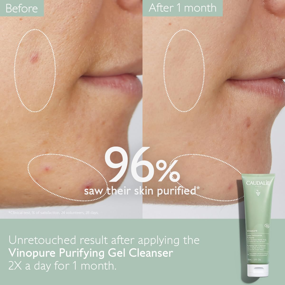 Caudalie foam in hand demonstrates lathering ability for effective cleansing