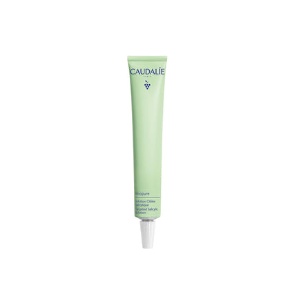 Caudalie Vinopure front packaging showing compact 15 mL tube and fast blemish claim