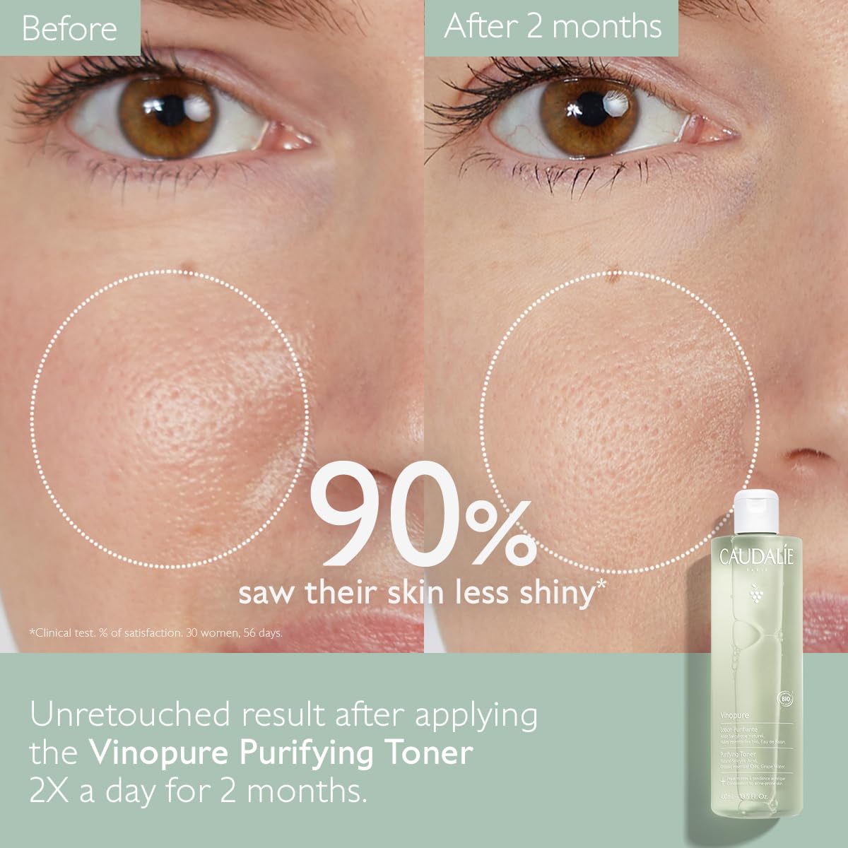 Caudalie Vinopure liquid pouring to show lightweight texture and quick absorbency