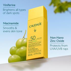 Caudalie close-up of sunscreen texture highlighting lightweight finish