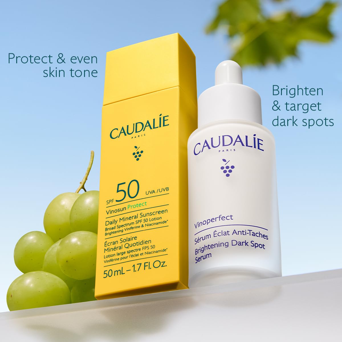 Caudalie used under makeup to show primer compatibility and smoothness