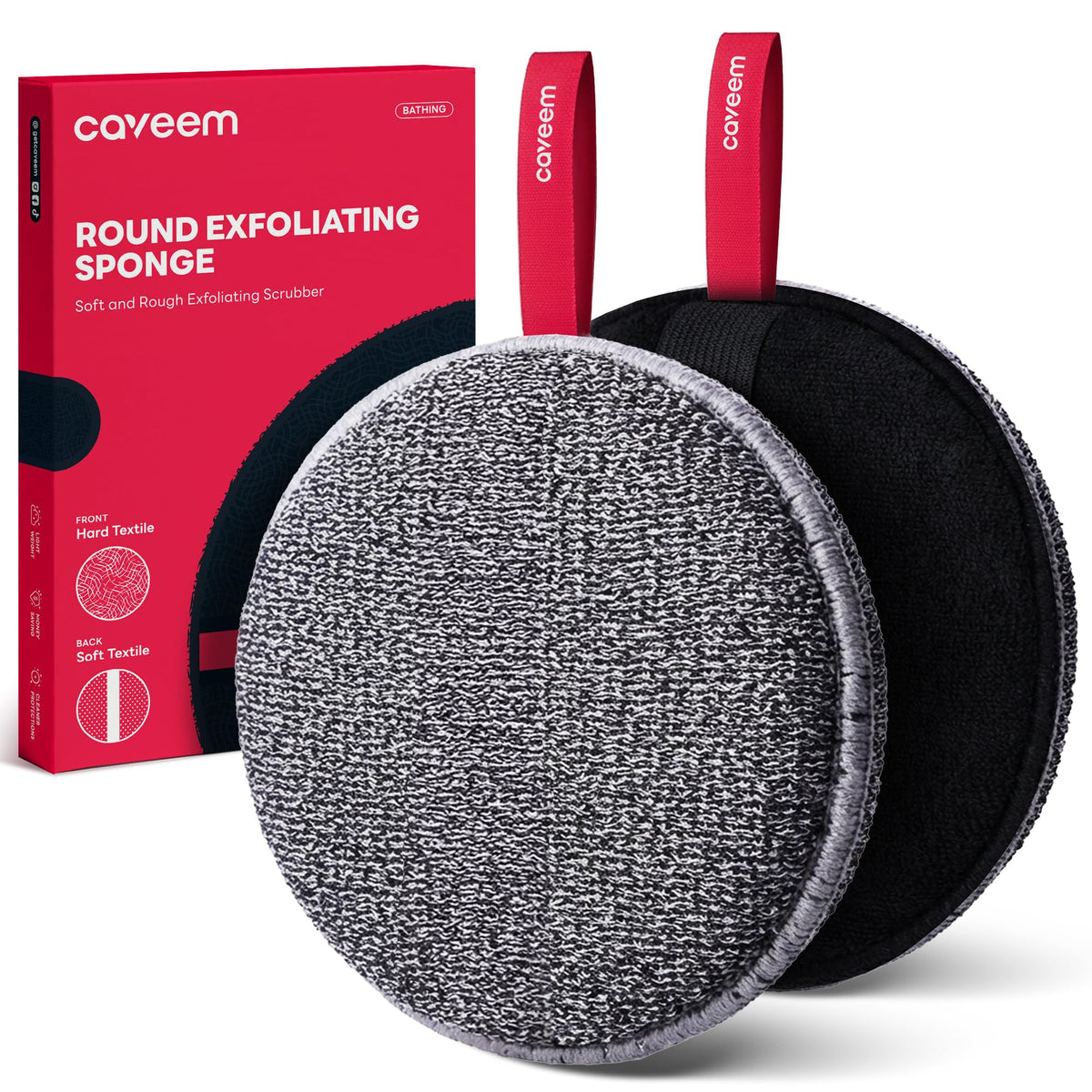 CAVEEM two-pack front view showing packaging and included scrubbers for easy selection