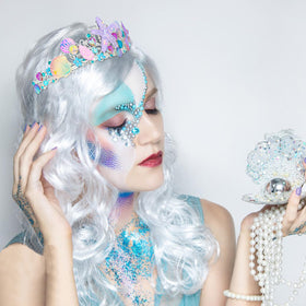 CAVETEE tiara worn at a party demonstrating secure fit and shine