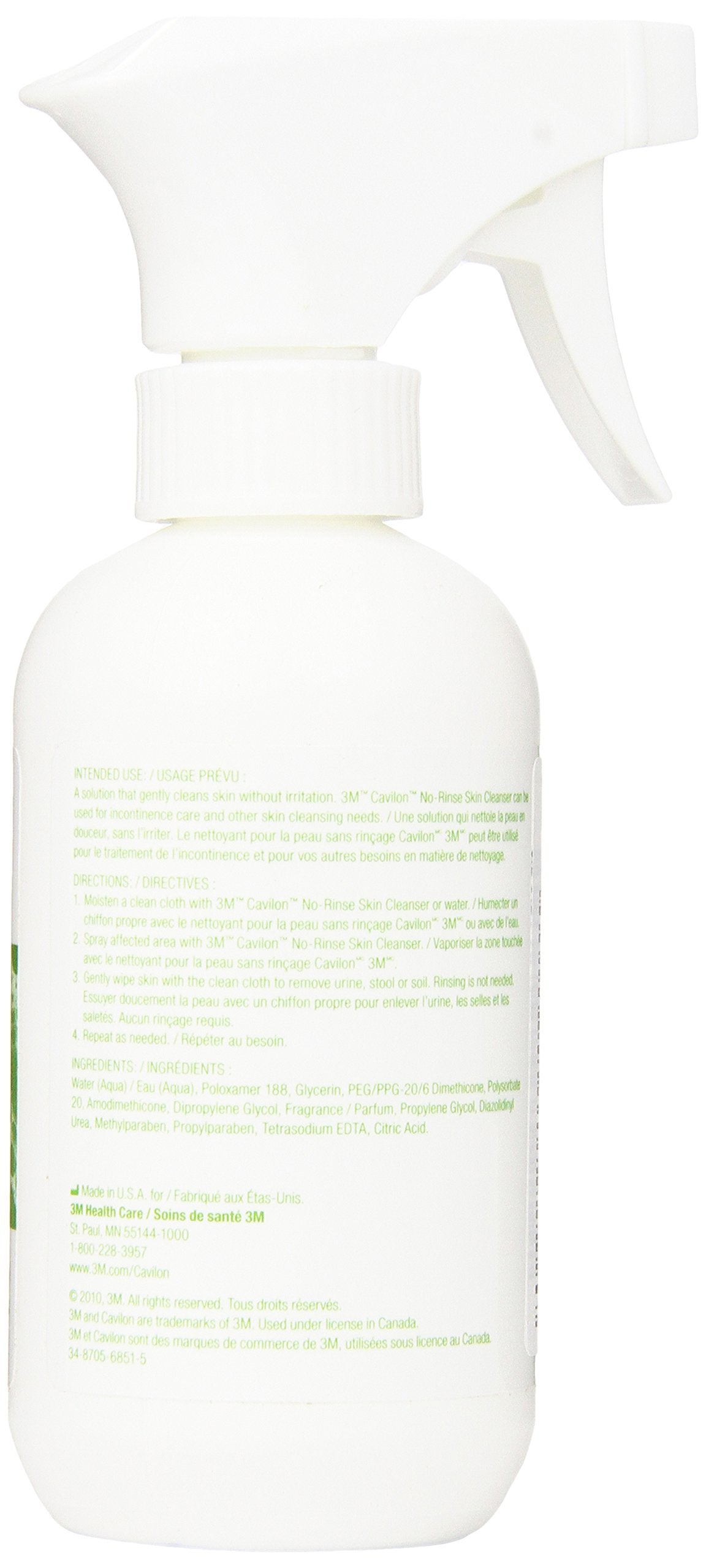 Cavilon pump close-up dispensing cleanser illustrating easy no-rinse application