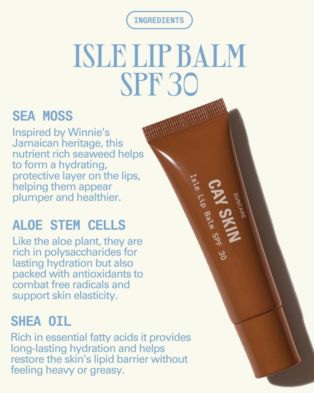 Cay Skin Isle texture swiped on arm highlighting lightweight hydration and shine