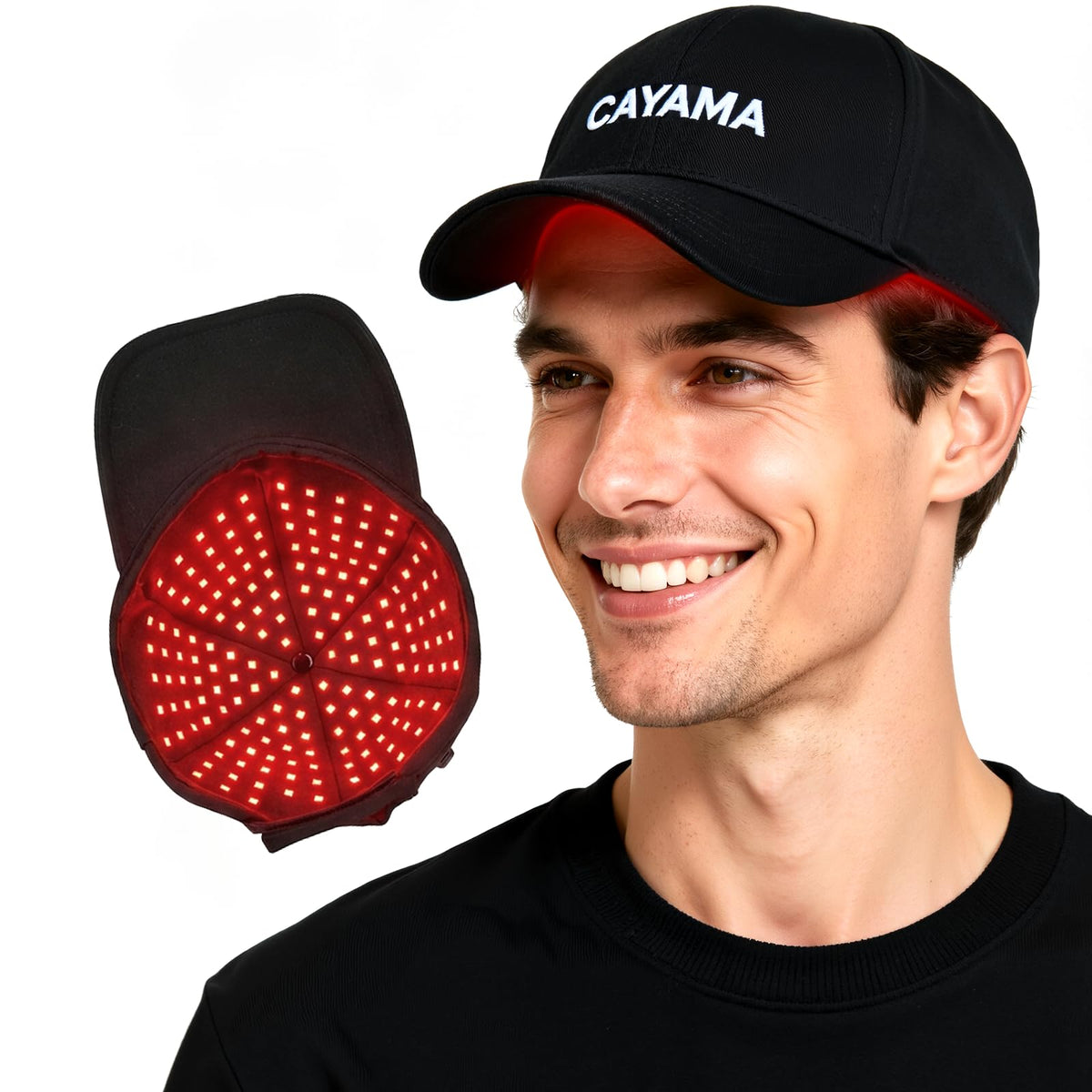 CAYAMA cap front view showing full coverage and comfortable fit