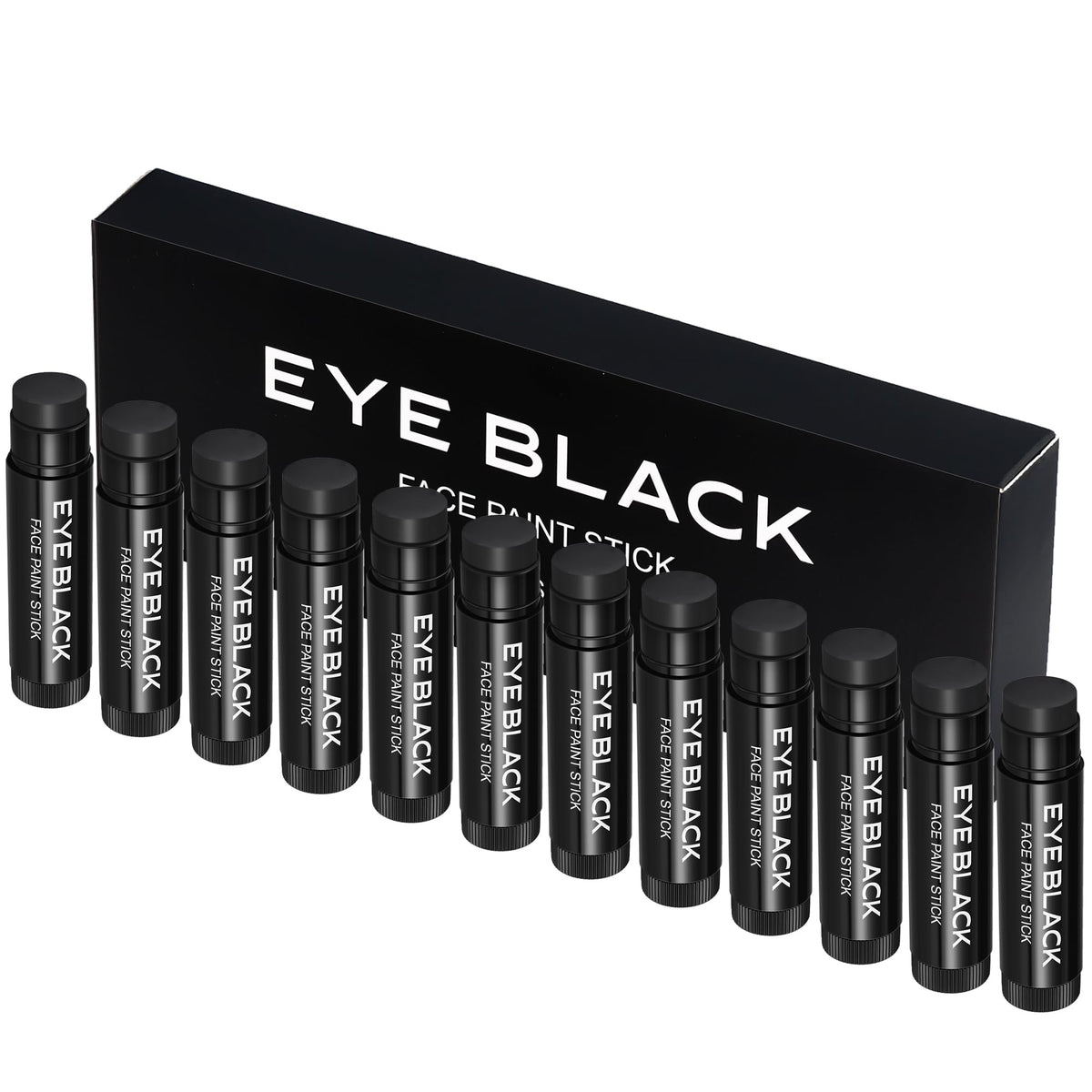 CCbeauty front pack of 12 eye black sticks showing value and convenience