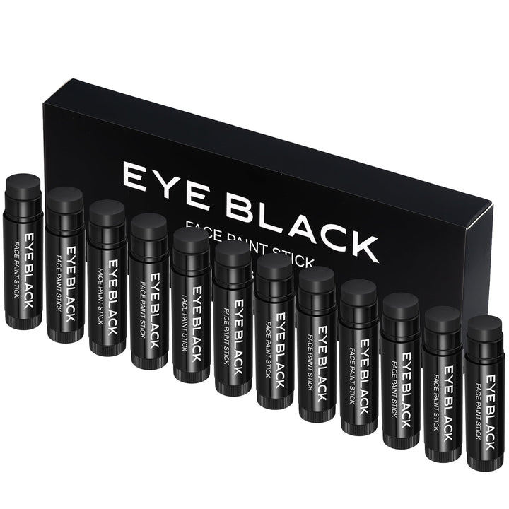 CCbeauty front pack of 12 eye black sticks showing value and convenience