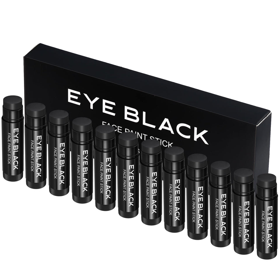 CCbeauty front pack of 12 eye black sticks showing value and convenience