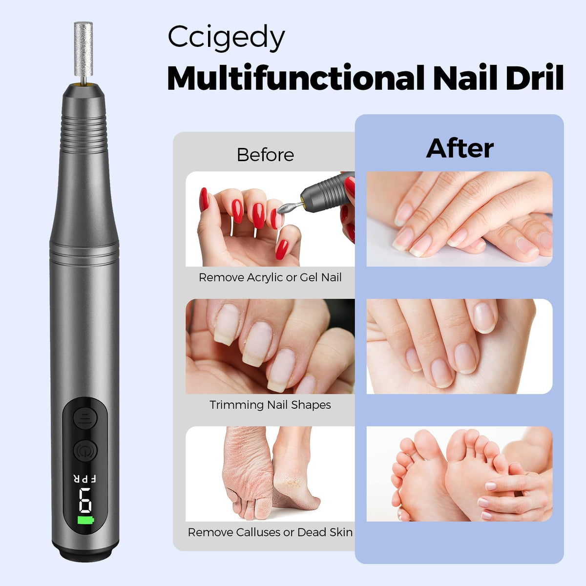 Ccigedy in use during manicure demonstrating salon-quality finish